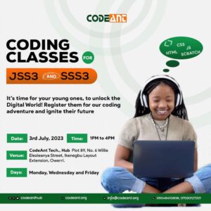 2 Months of Intensive Coding Classes For Students in JSS 3 And SSS 3